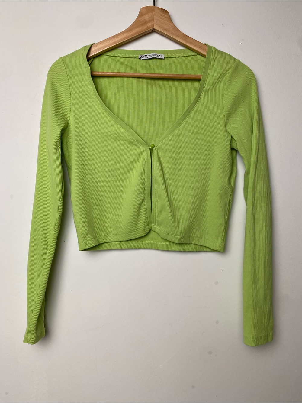 Zara Neon Lime Cropped Long-Sleeve Cardigan